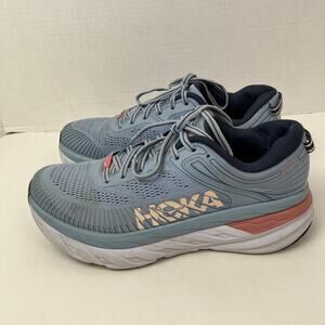 HOKA ONE ONE Wmns Sz 8 Bondi 7 'Blue Fog Blue Glass' Running Shoes NO Insoles